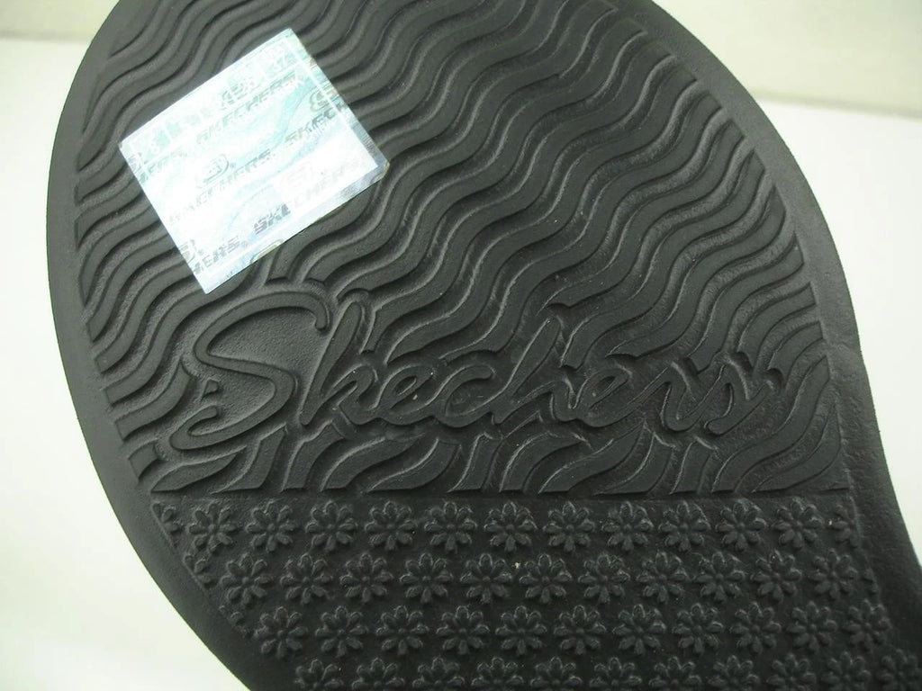 Women's 8 M Skechers Rumble On Sassy Dayz Sandals 119147 Black Wedge Heel Beaded