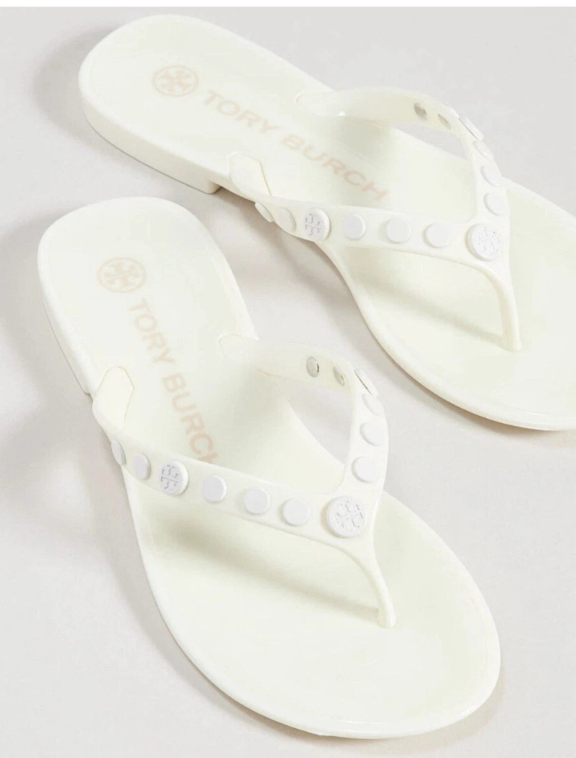 Tory Burch Studded Jelly Flip Flop Thong Sandal Ivory 8 $148 New In Box