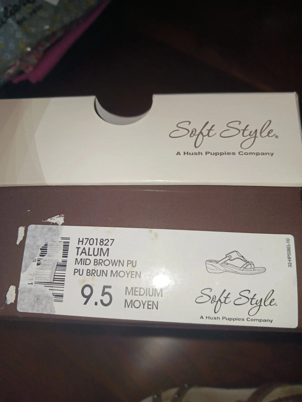 Soft Style Lt. Brown Slide Sandals With Metal Details 1" heel Sz 9.5 New In Box