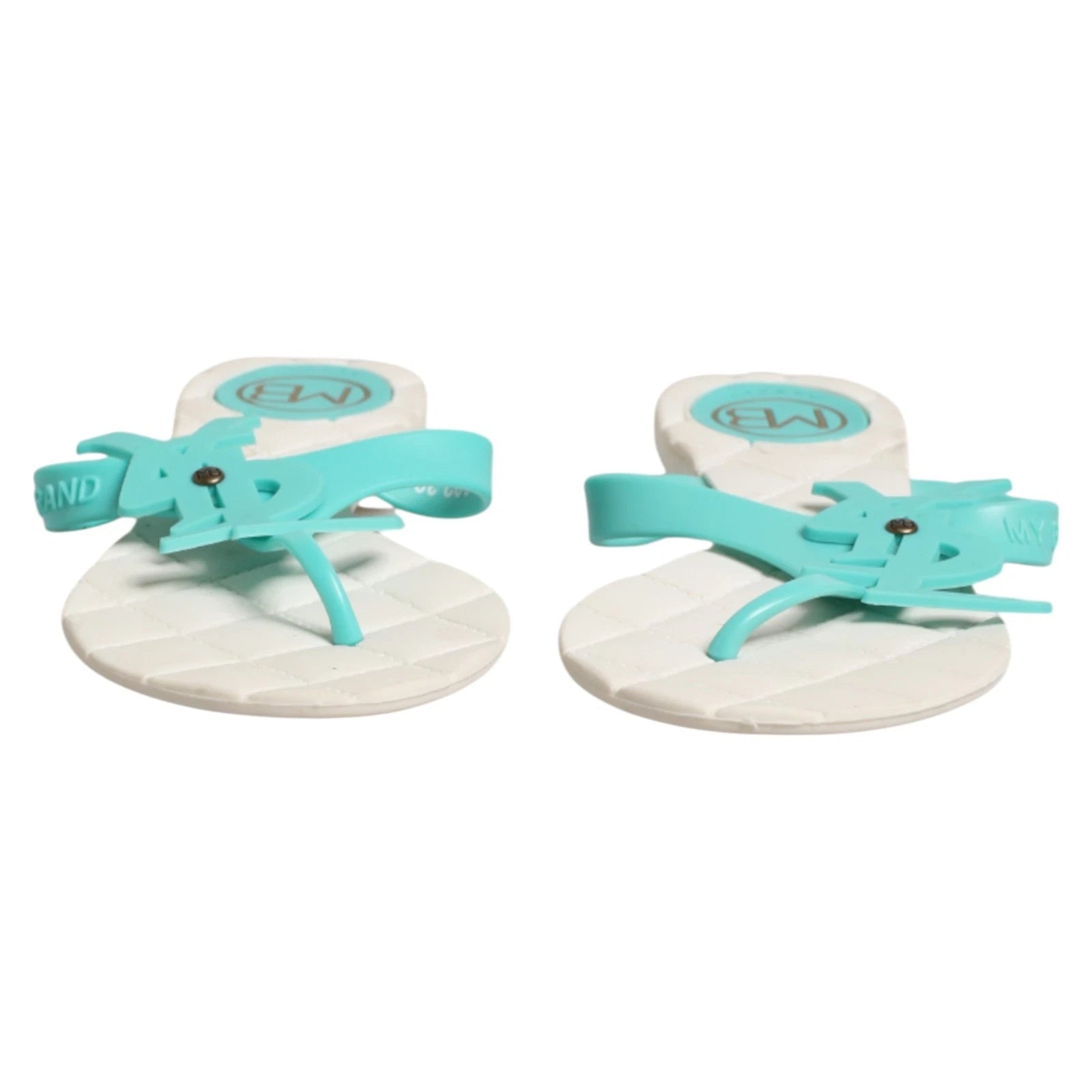 MYBRAND Shoes White Ink Green Rubber Logo Slippers Sandals EU38 / US7.5 100usd