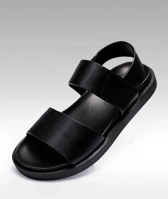 Mens Real Leather Gladiator Sandals Open Toe Beach Shoes Non-slip Flats Summer