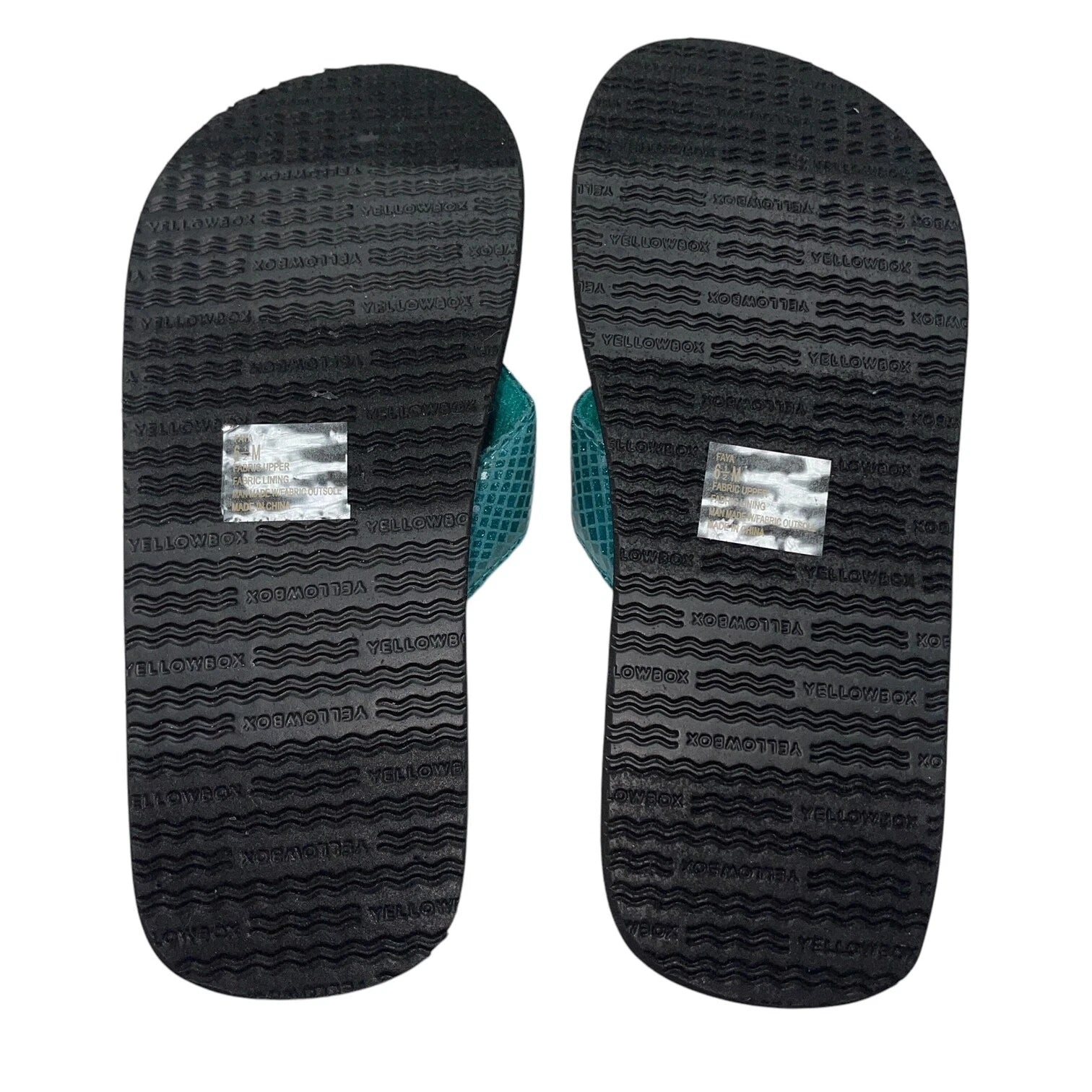 Yellow Box Flip Flops Teal Shiny Snakeskin Embossed Shimmer Wedge Sandal Faya