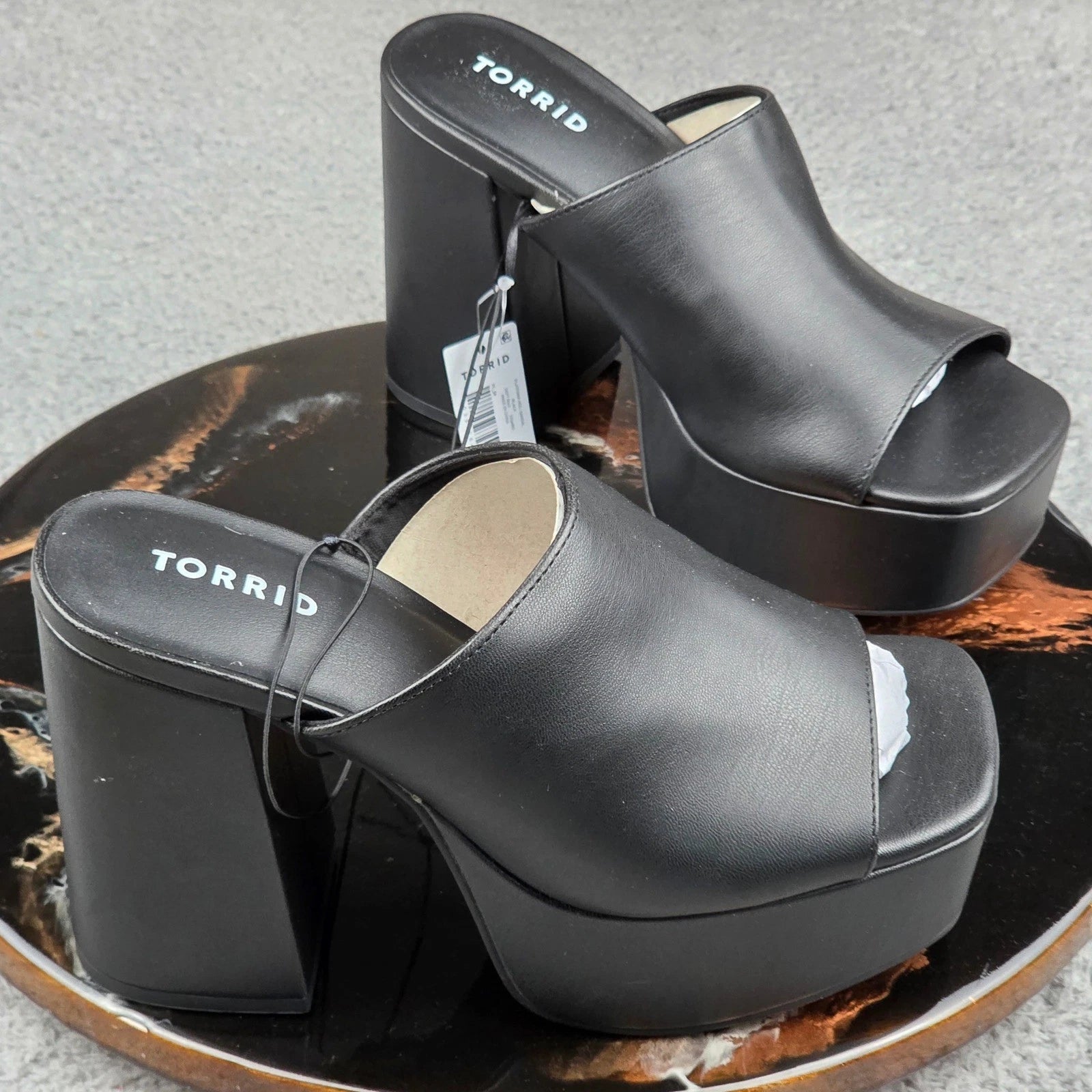 Torrid Platform Heel Sandal Black Block Heel Mule Size 8.5 New with Tags NEW