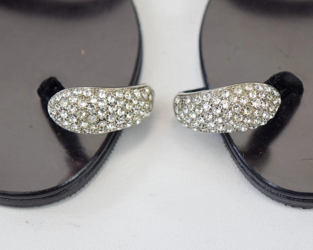 NEW GIUSEPPE ZANOTTI NuvoRock Ring Sandals 36.5 Black Crystal Embellished 6.5