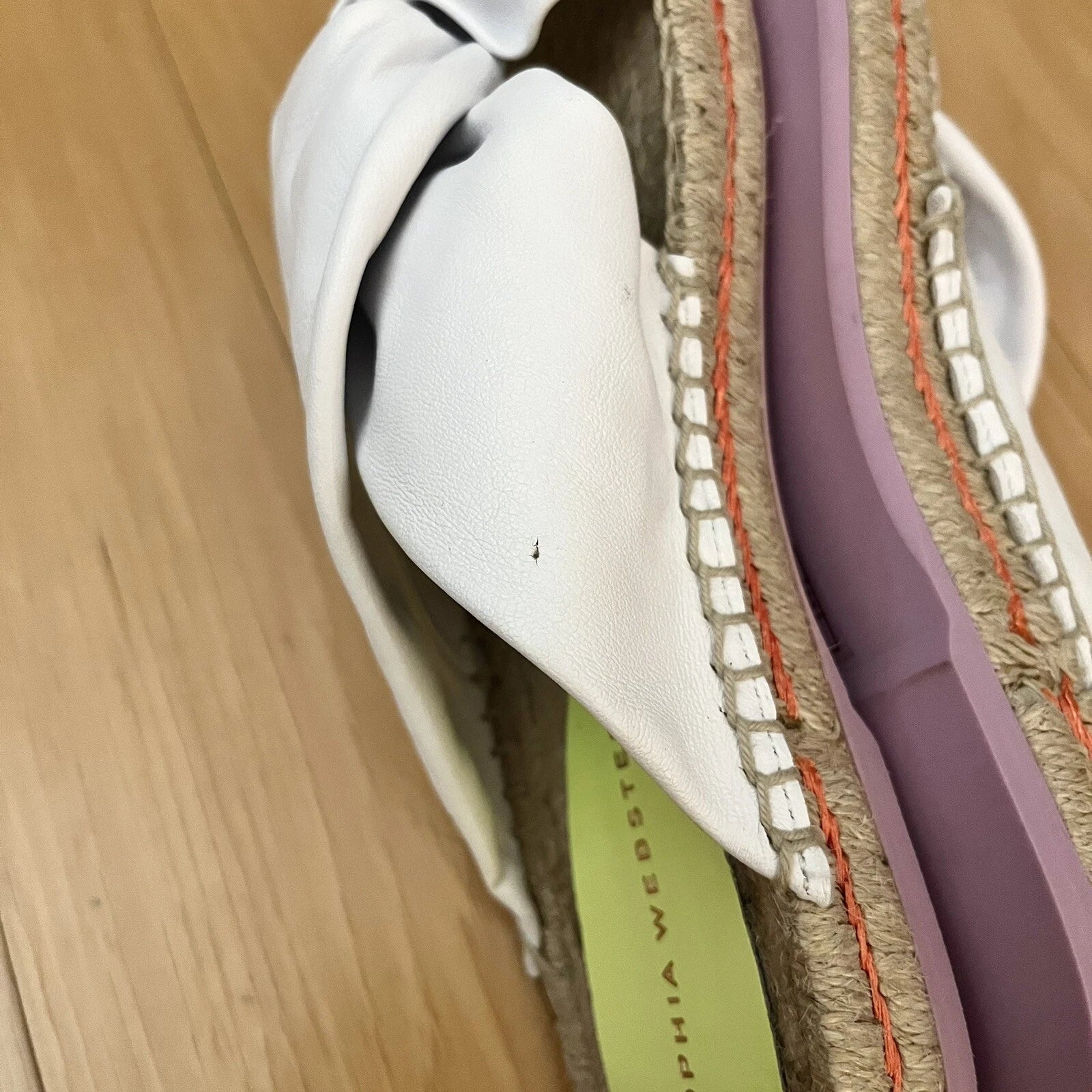 Sophia Webster 7.5 White Leather Twist Florita Espadrille Slides Flat Sandals