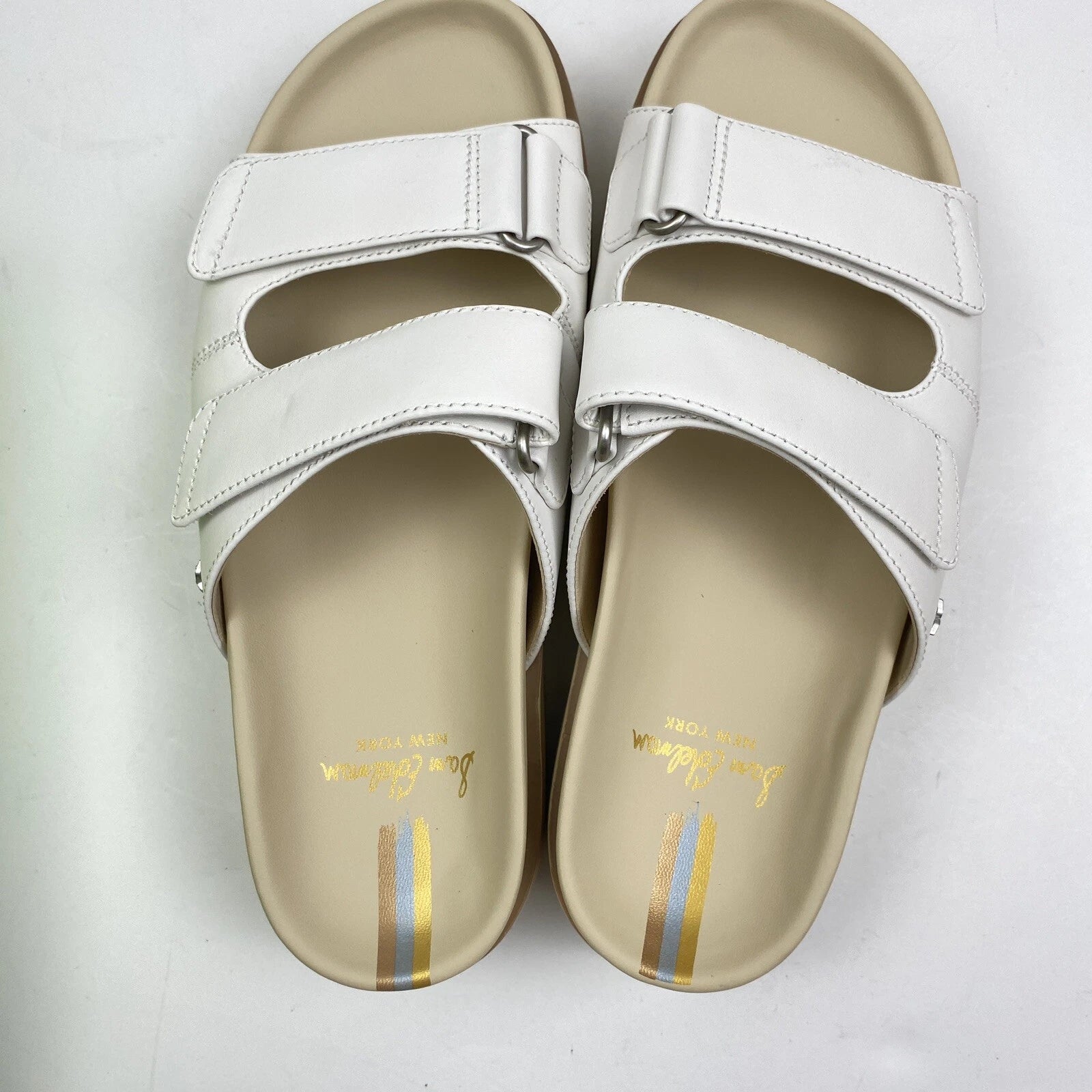 NIB Sam Edelman Women’s Eliana Sandals White Leather Lug Sole Slides 9 M