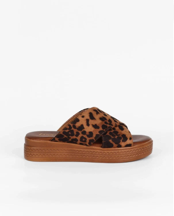 Women's Casual Suede Crossover Open Toe High Platform Mule Sandals / Sliders