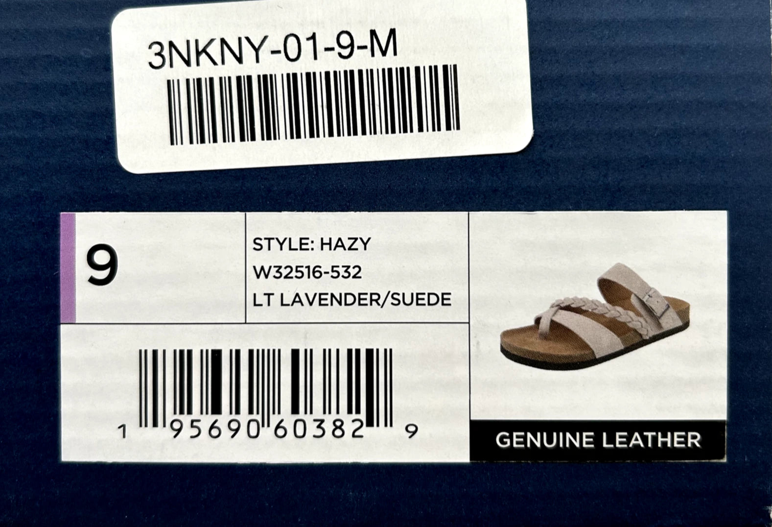 White Mountain Womens Leather Slide Sandals Size 9 Light Lavender Toe Loop Style