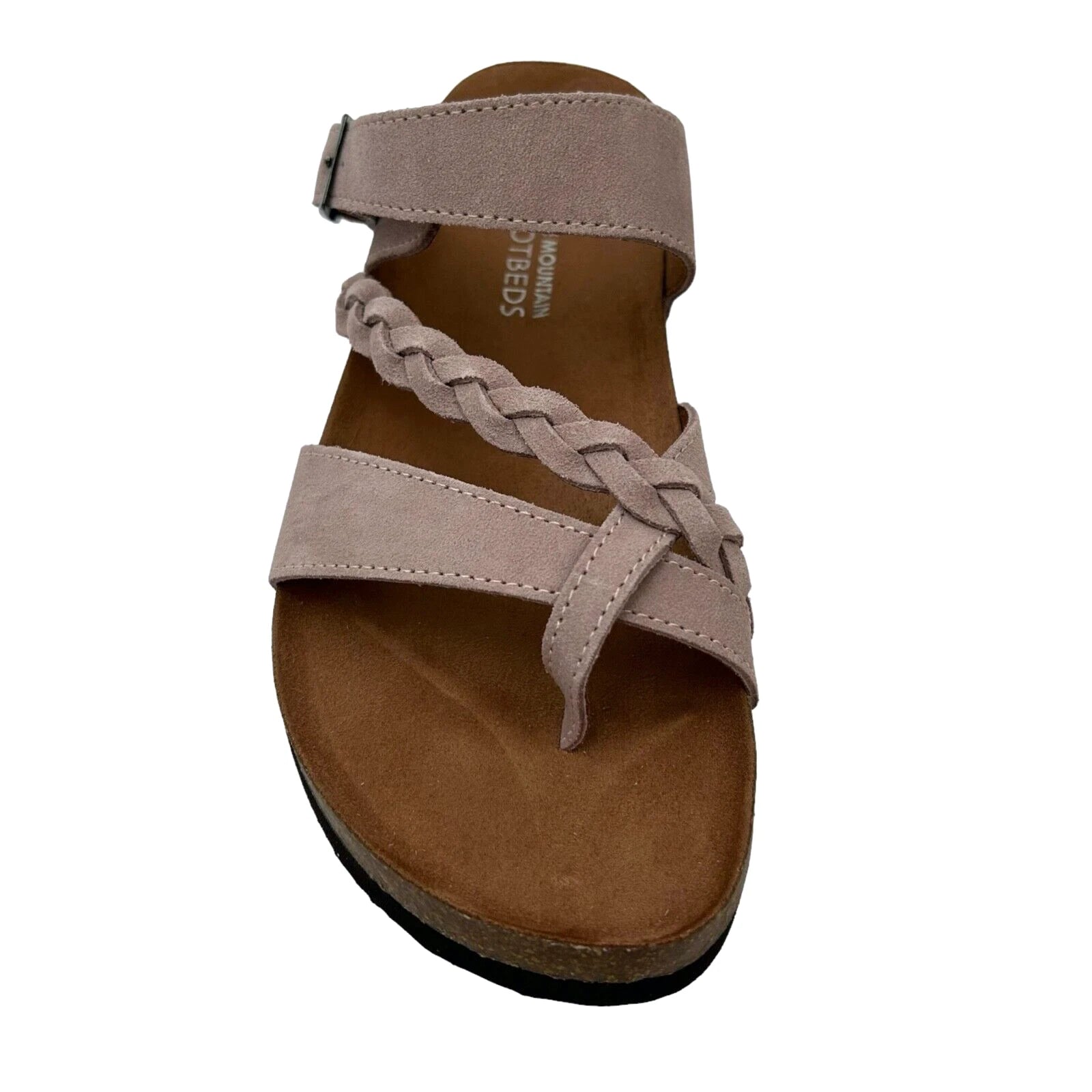 White Mountain Womens Leather Slide Sandals Size 9 Light Lavender Toe Loop Style