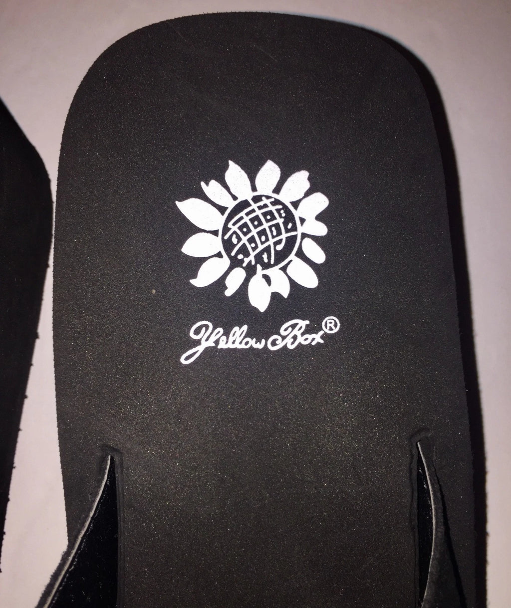 Yellow Box Flip Flops Sandals Women's Touch Wedge Pearl Jeweled Blue Black NWT