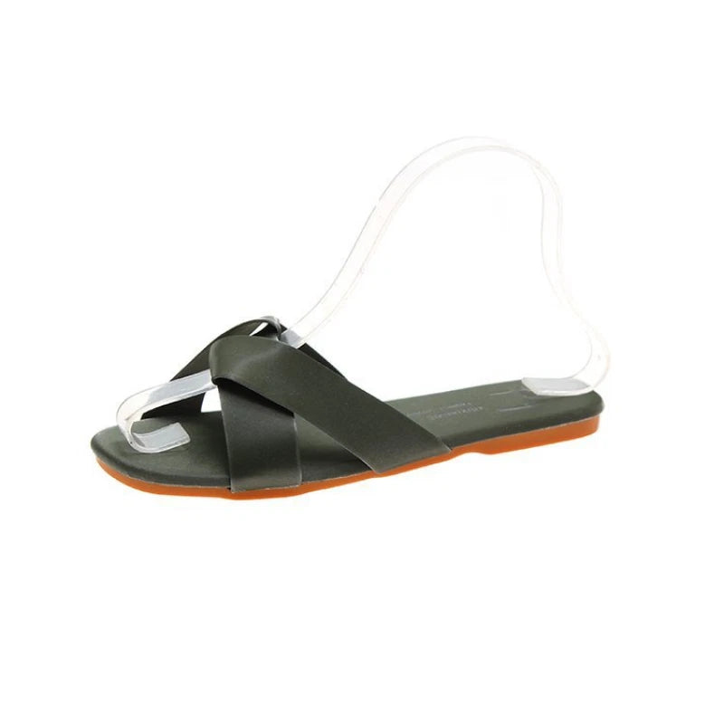 Women's Fashion Flat Casual Slides Soft Bottom Solid Sandals And Slippers Shoes