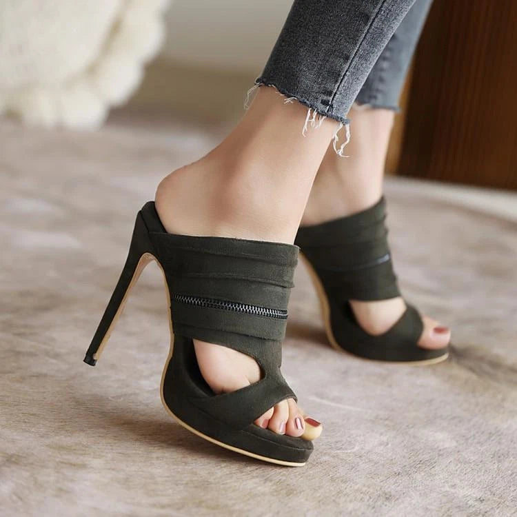 Lady Women's Formal Mules Slides Party Stiletto High Heel Sandals Shoes Open Toe