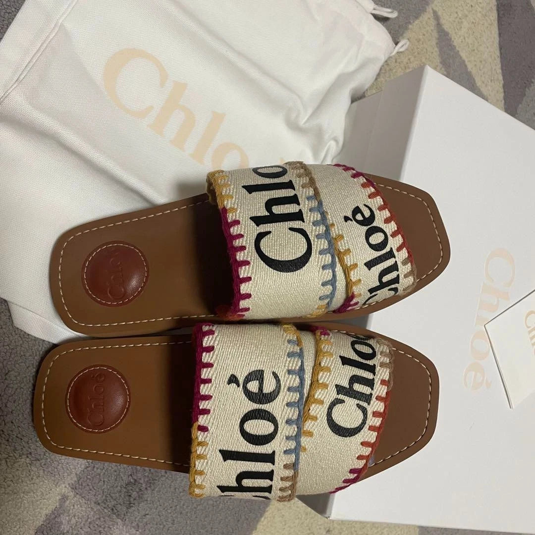 Chloe Sandals Logo Sandals Chloe WOODY SLIDES fashion women beach summer cute JP