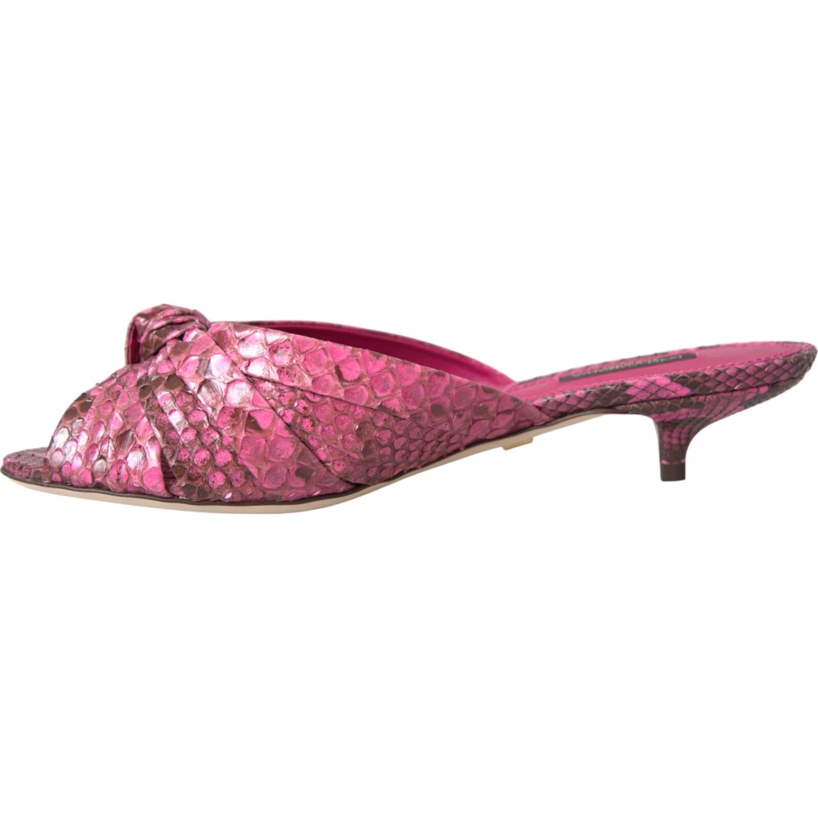 DOLCE & GABBANA Shoes Pink Python Leather Kitten Heels Slides EU37.5/US7 1200usd