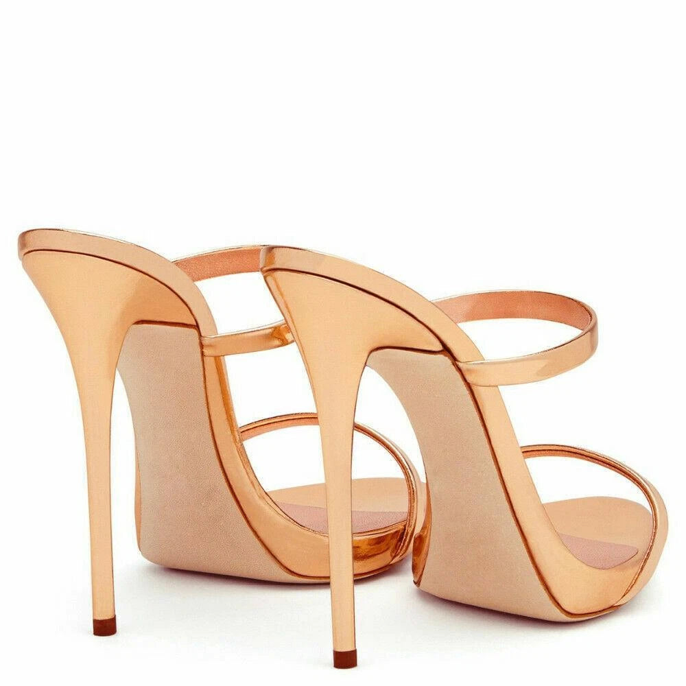 Women's High Heels Party Dress Slides Mules Summer Sandals Banquet Evening Shoes