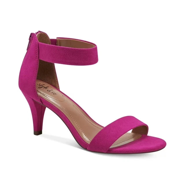Style & Co. Womens Paycee Faux Suede Ankle Strap Pumps | Raspberry MC | 9m