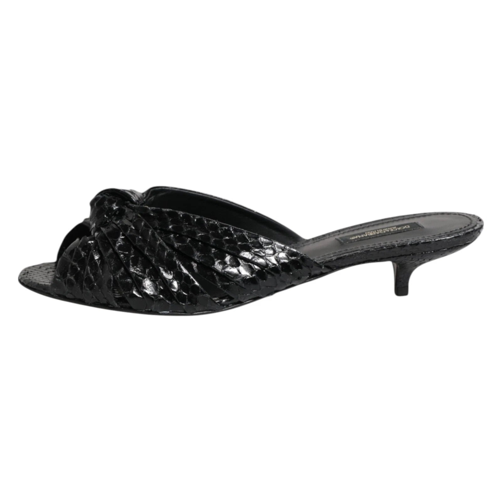 DOLCE & GABBANA Shoes Black Leather Heels Slides Sandals EU37.5 / US7 1200usd