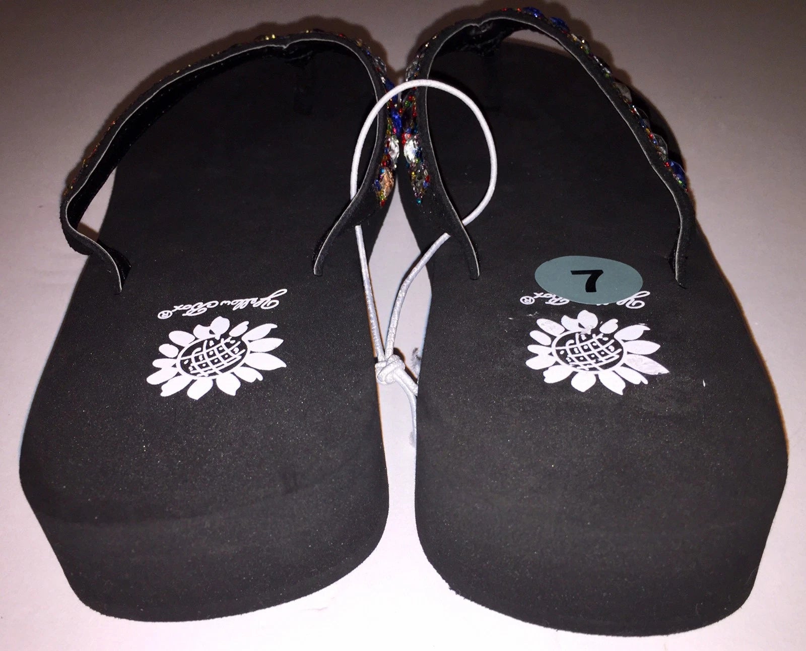 Yellow Box Womens Saydee Jeweled Rhinestone Multi Sparkle Flip Flop Sandals NWOB