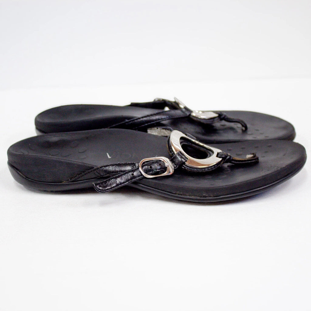 Vionic Karina Sandals Black Orthotic Slide Thong Style Slip-On Women's Size 7
