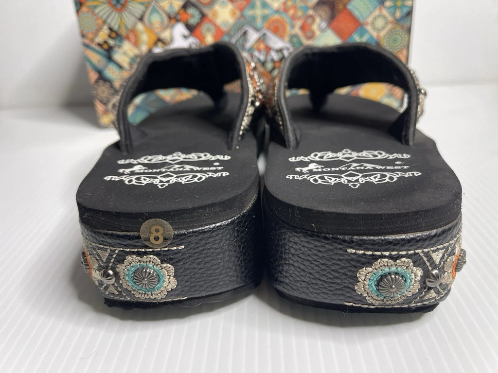 Montana West Womens 8 Sandals Western Style Platform Flip Flops Concho