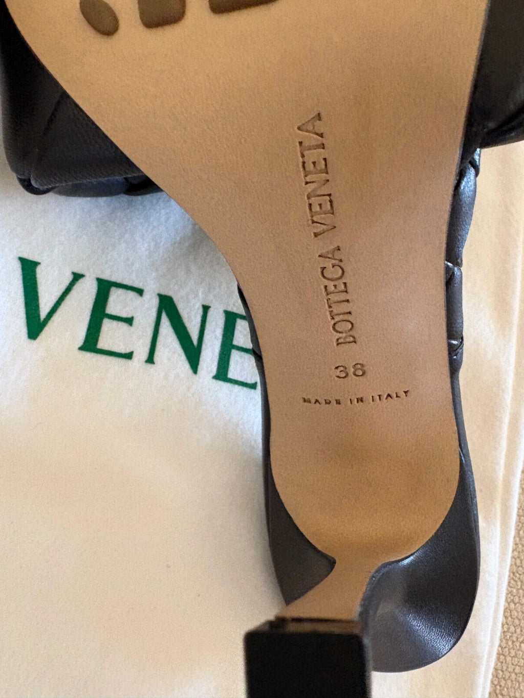 $1500 Bottega Veneta Lido Mule Slide Sandal Intrecciato Black Leather 90 Heel 38