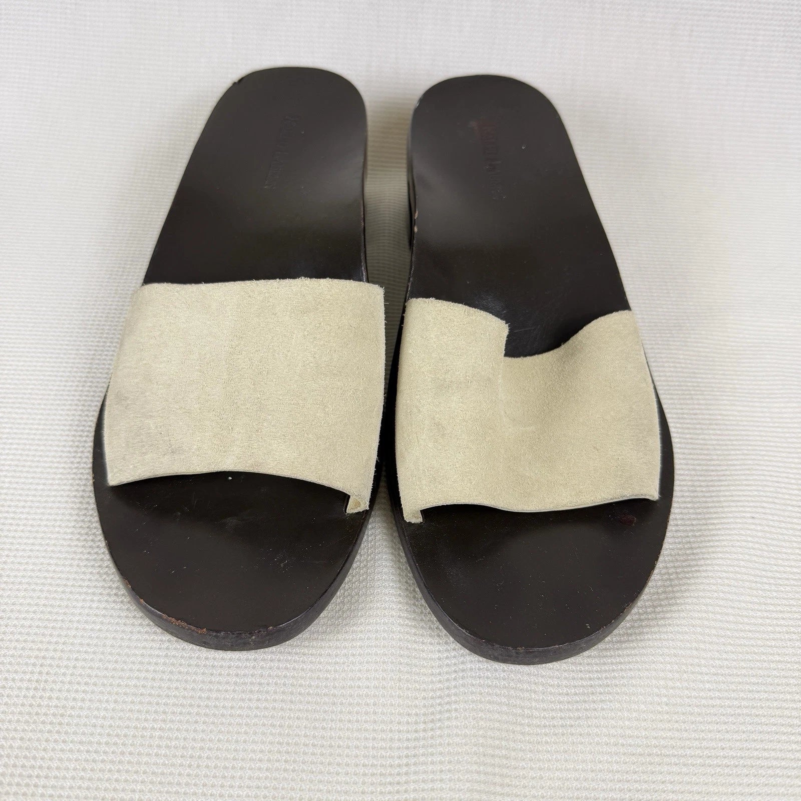 Ralph Lauren Beige Wood Block Heel Sandals Women's 8.5