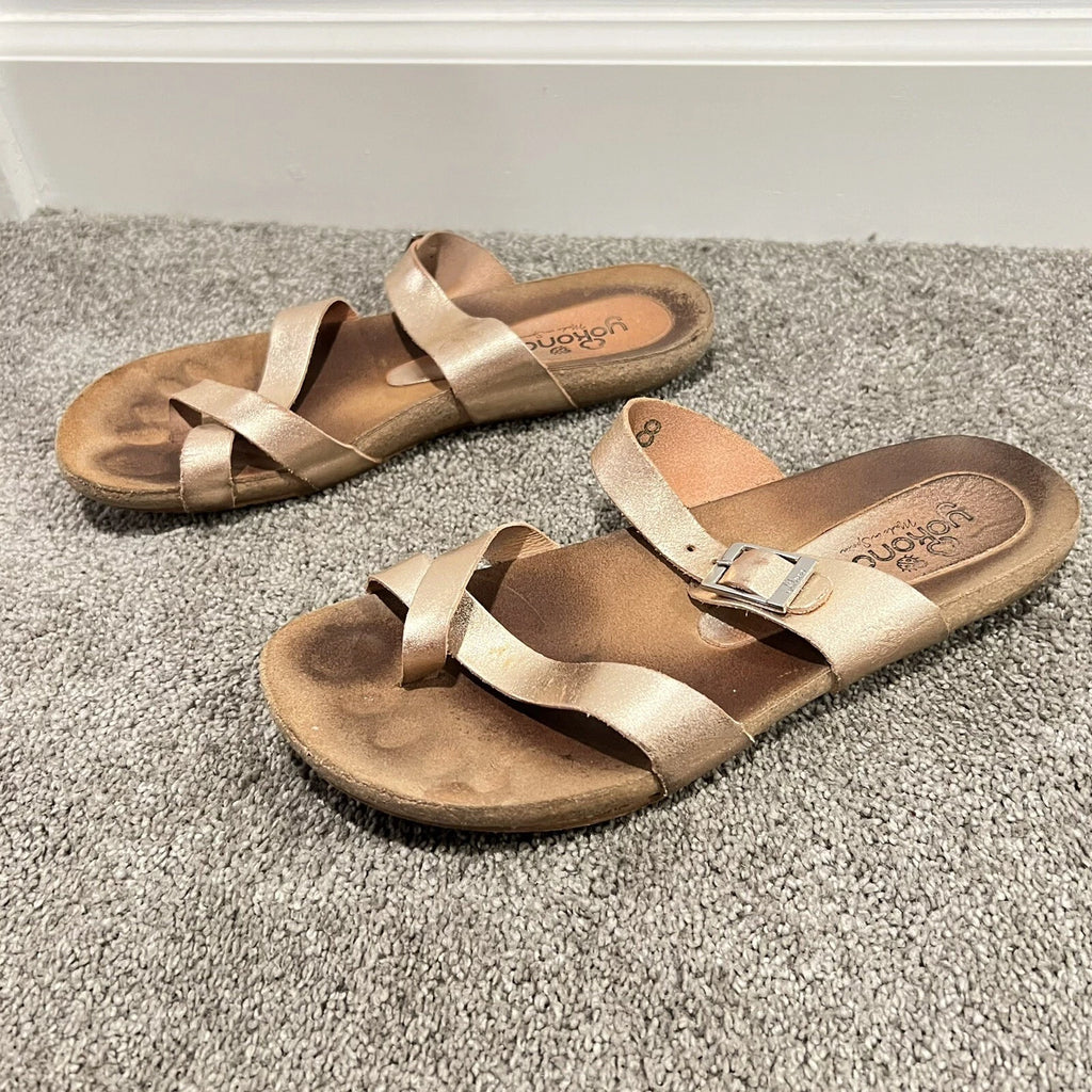 Yokono Ibiza Rose Gold Birki Style Cork Sandals 8 Thong Slide Cork Comfort