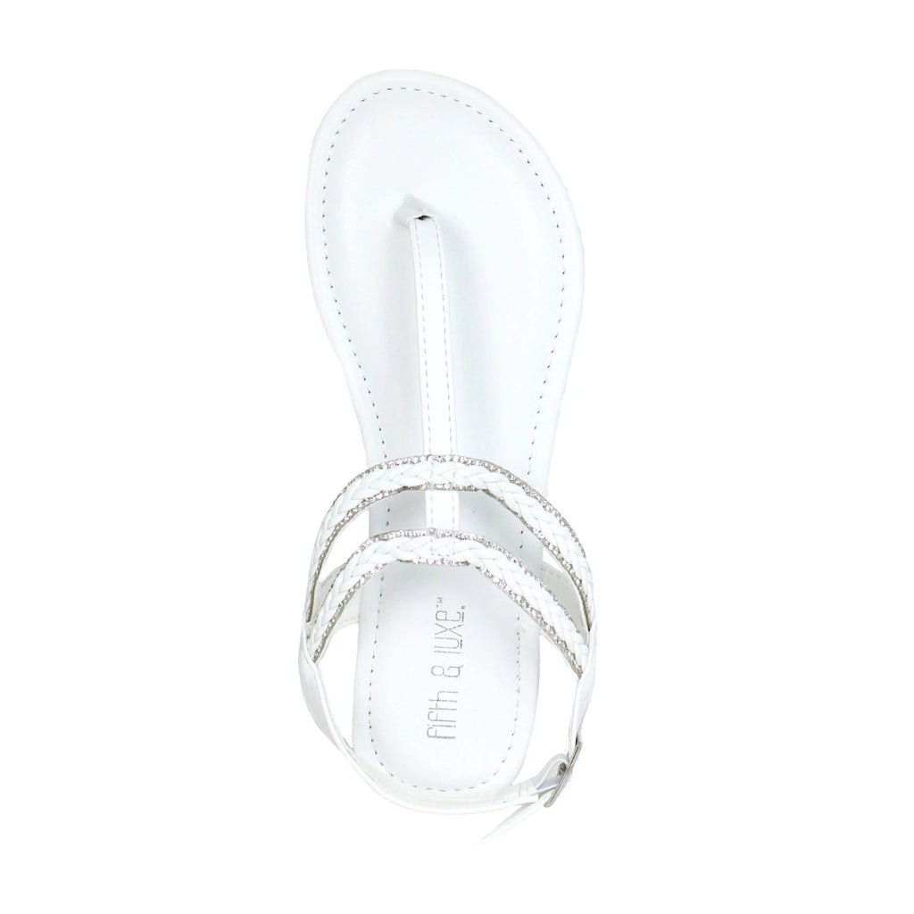Fifth & Luxe Women Rhinestone Braided T-Strap Flat Medium Width Sandals, Size 9