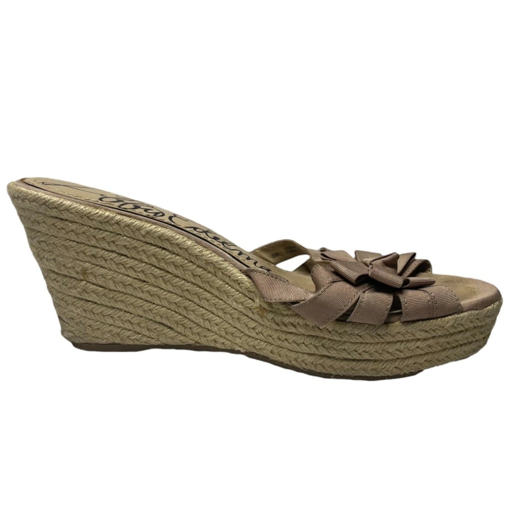 Libby Edelman Vixon Espadrille Sandals Womens Nude Beige Wedge Bow Slide Size 9M
