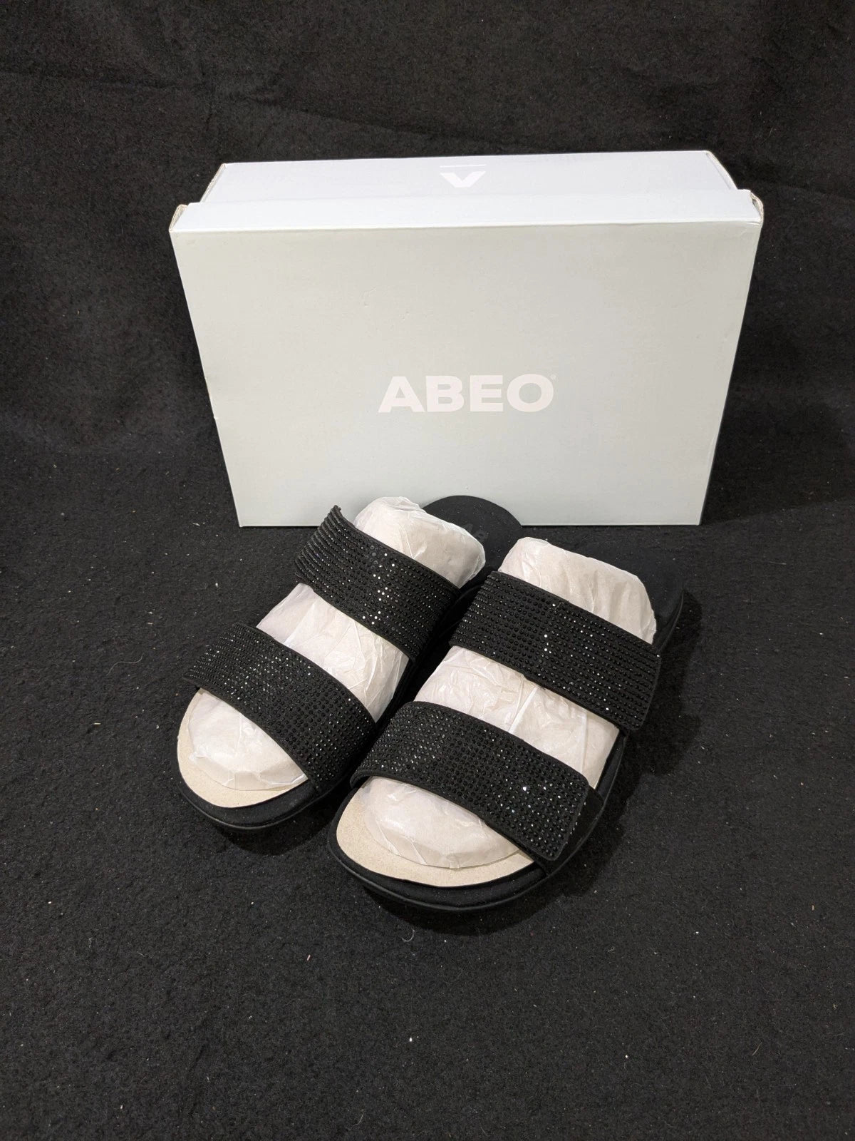 2 pair Abeo Barrie NIB Black/ Grey Tiny Stones Orthotic Sandals Sz 7.5