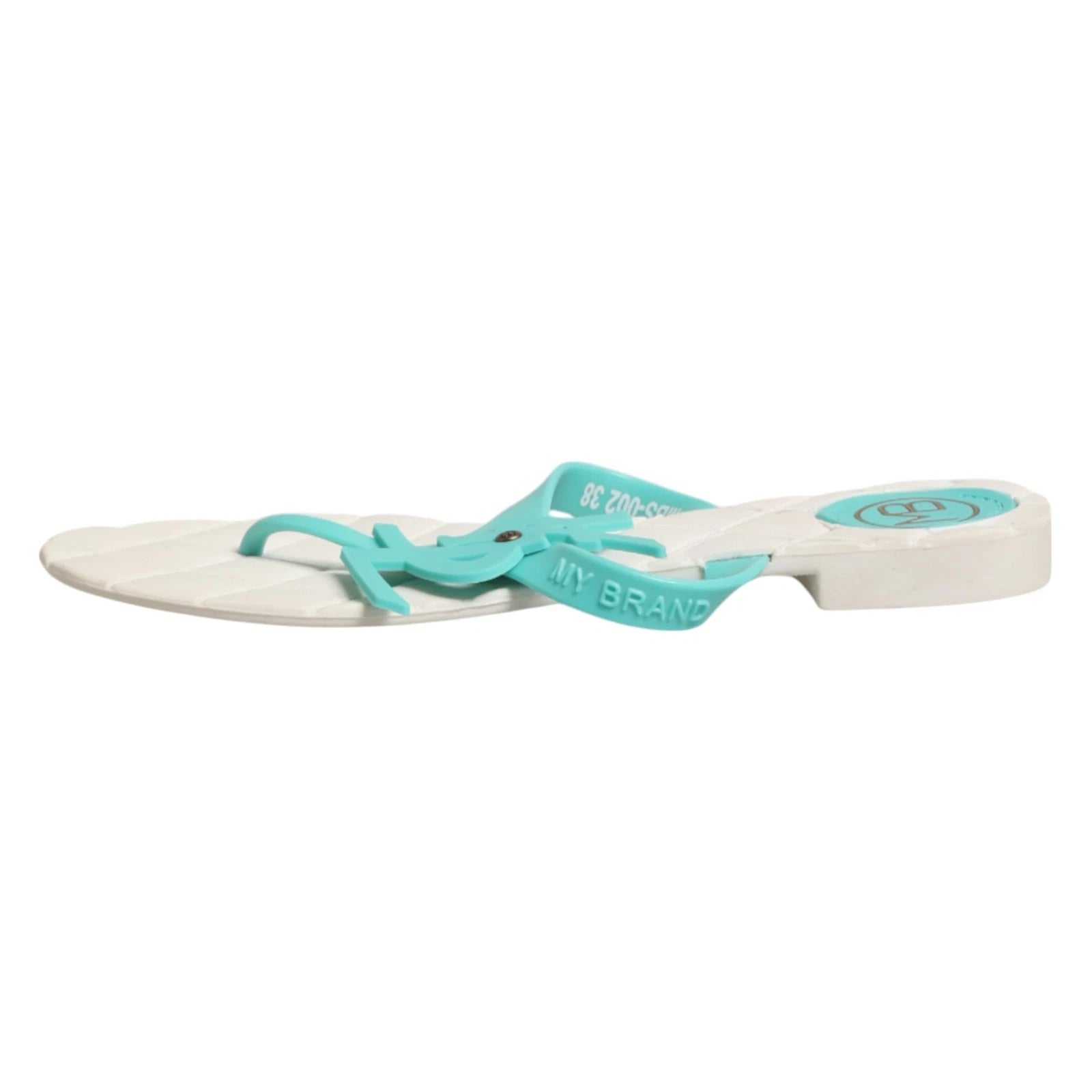 MYBRAND Shoes White Ink Green Rubber Logo Slippers Sandals EU38 / US7.5 100usd