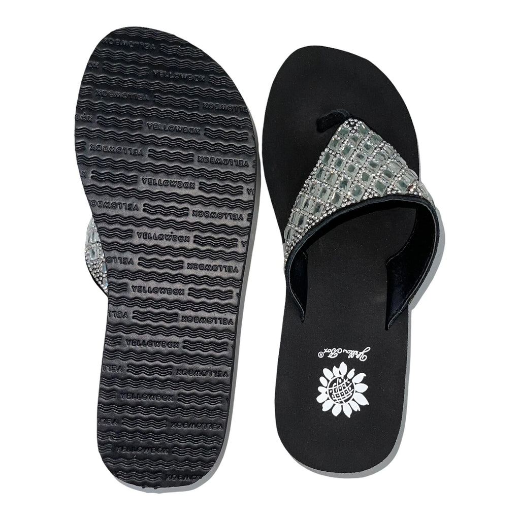 Yellow Box Flip Flops Harlequin Rhinestone Sparkle Wedge Sandals Womens Padmell