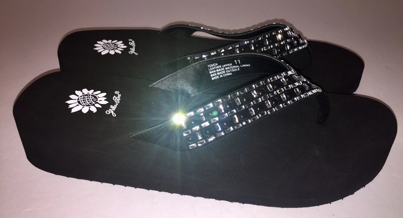 Yellow Box Flip Flops Sandals Women's Touch Wedge Pearl Jeweled Blue Black NWT