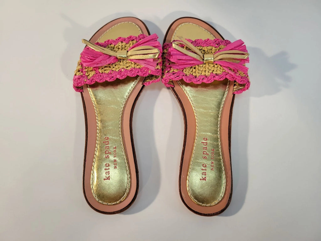 Kate Spade New York Amelia Slide Sandals Size Womens 5 Youth Girl 3.5Y Pink Gold