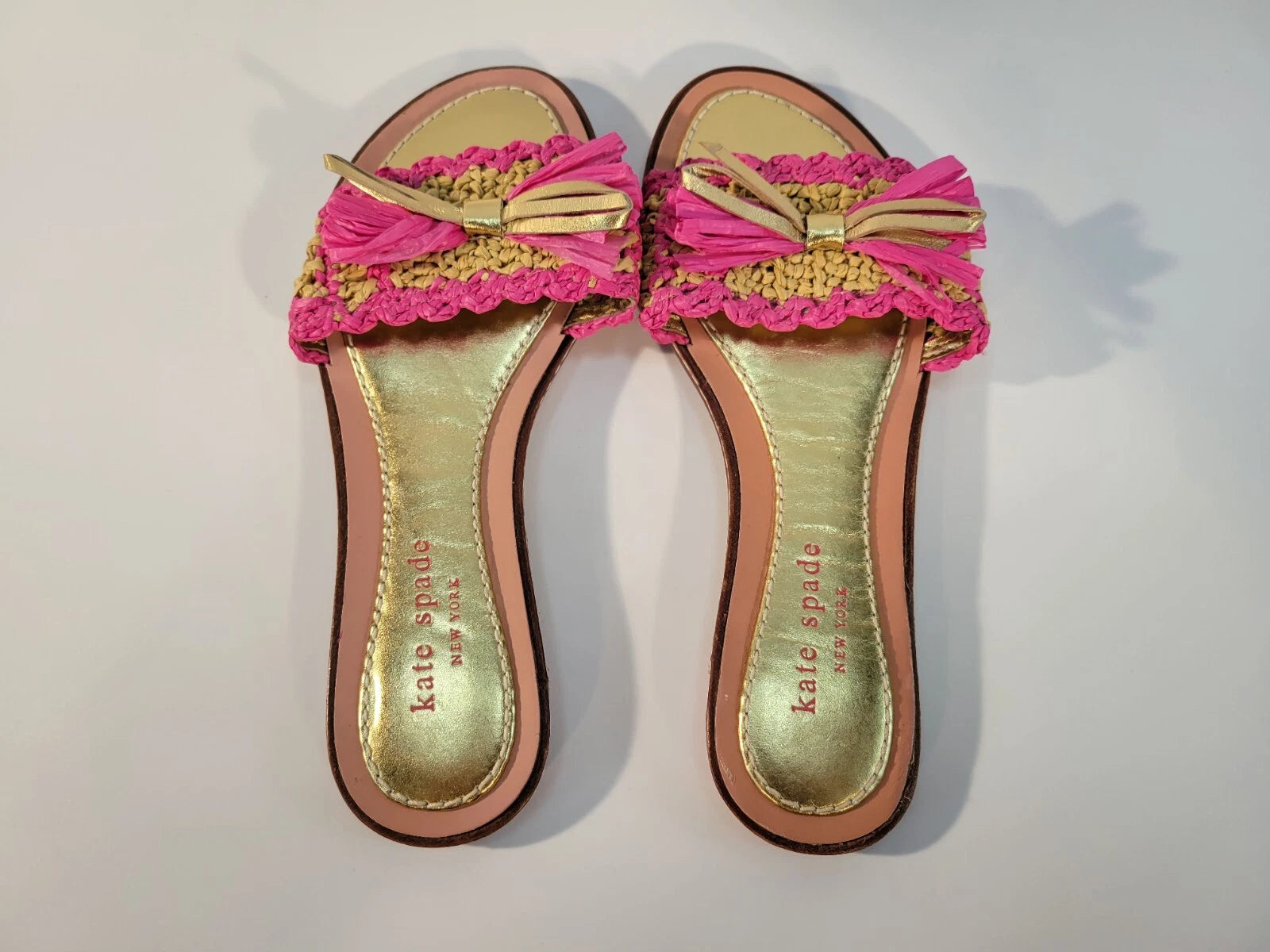 Kate Spade New York Amelia Slide Sandals Size Womens 5 Youth Girl 3.5Y Pink Gold