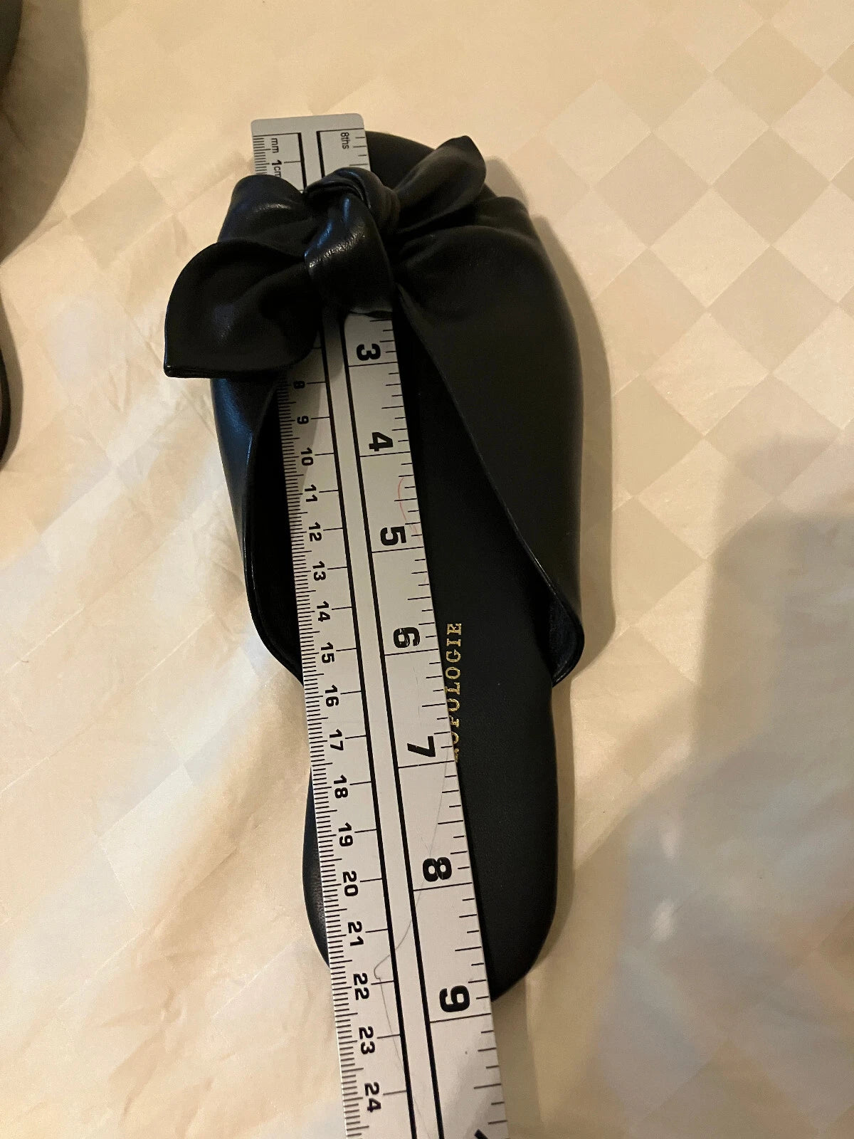 *READ* Anthropologie Black Leather Slide  Sandals 36 / 6 Adjustable bow
