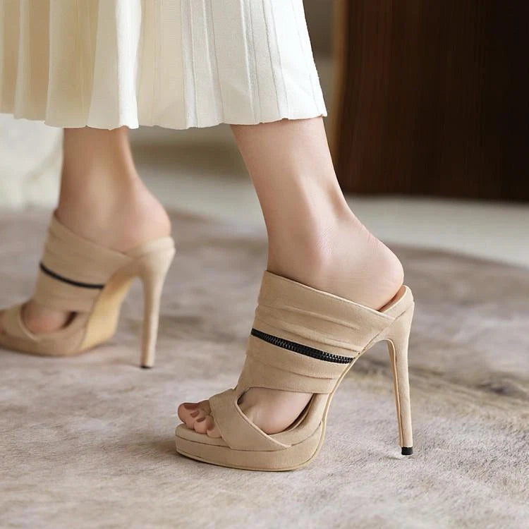 Lady Women's Formal Mules Slides Party Stiletto High Heel Sandals Shoes Open Toe