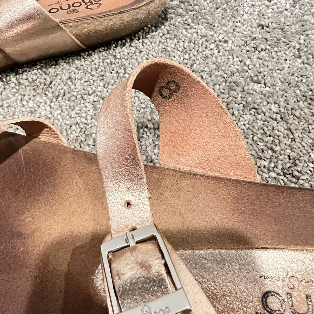 Yokono Ibiza Rose Gold Birki Style Cork Sandals 8 Thong Slide Cork Comfort