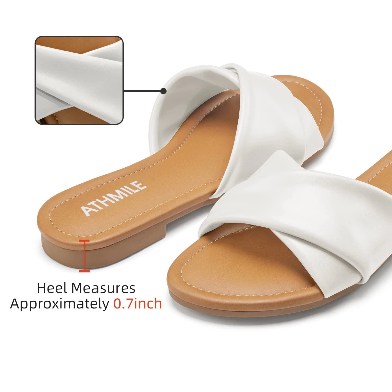 Summer Women's Flat Leather Slides Casual Beach Sandals Size 8