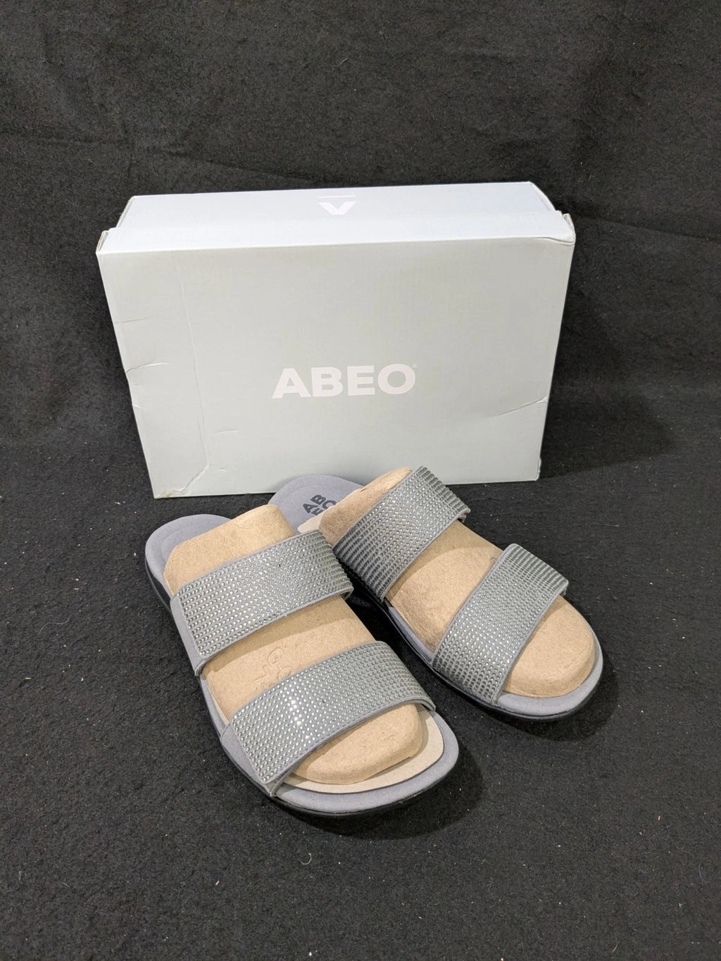 2 pair Abeo Barrie NIB Black/ Grey Tiny Stones Orthotic Sandals Sz 7.5