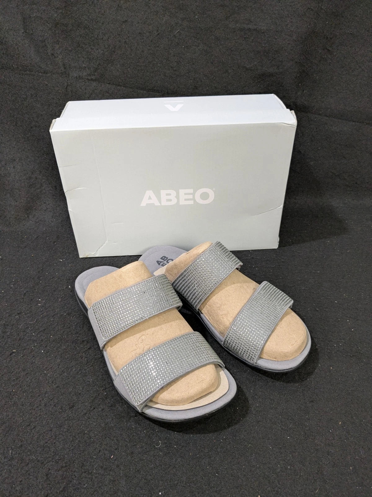 2 pair Abeo Barrie NIB Black/ Grey Tiny Stones Orthotic Sandals Sz 7.5