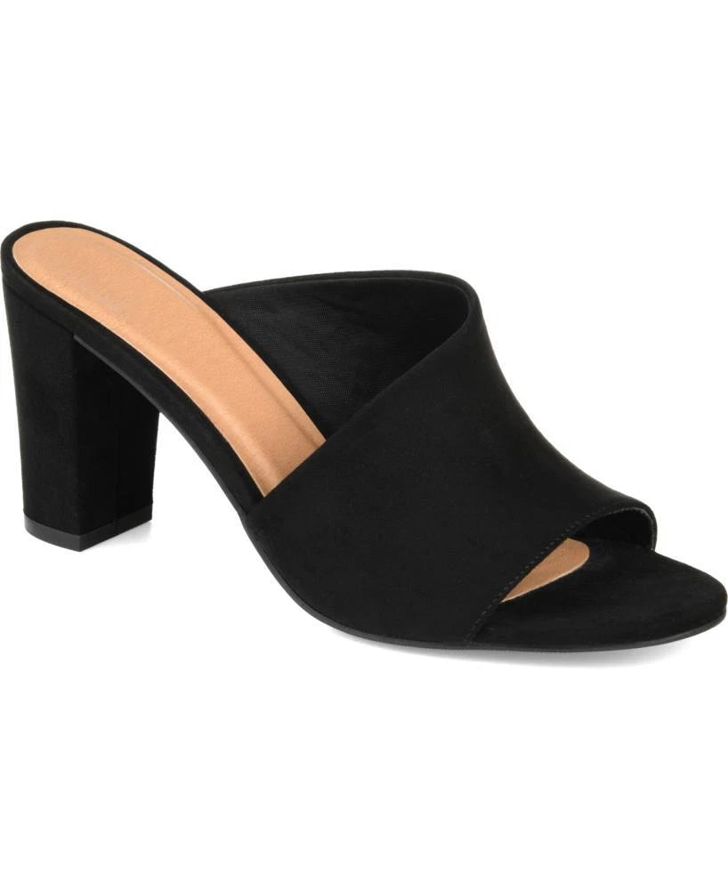 Journee Collection Women's Allea Sandals Faux Suede Block Heel Padded S584