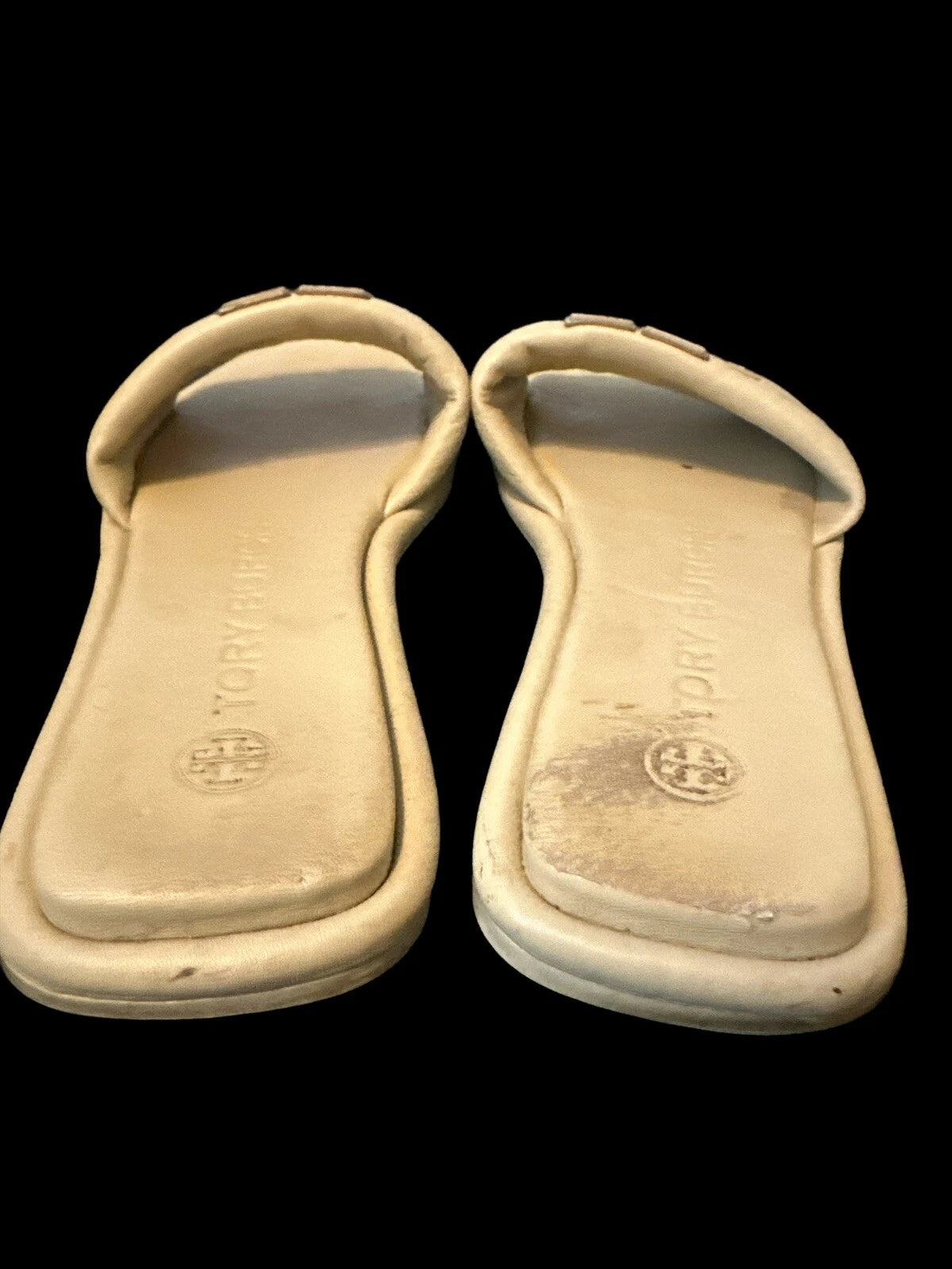 Tory Burch DOUBLE T SPORT Slides Sandals-Nappa Leather-Meadow Mist-Sz 6.5