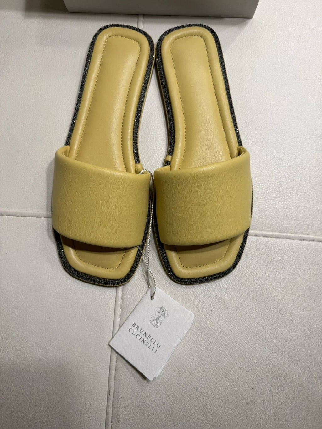 NEW BRUNELLO CUCINELLI Monili Trim Slide Sandal  Sz 7.5 US 37.5 EU $695
