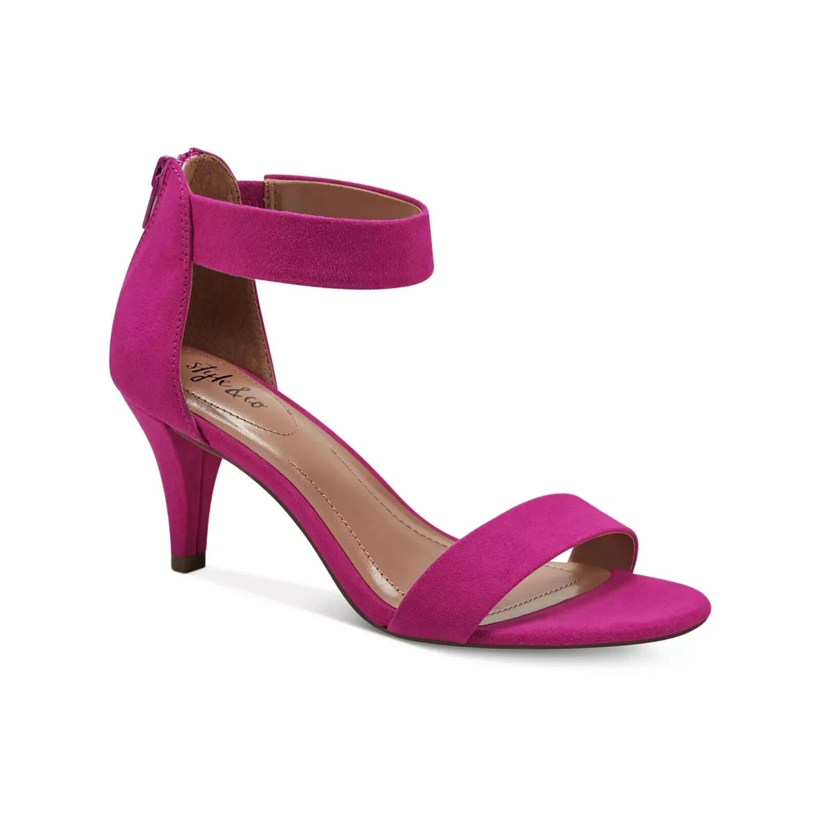 Style & Co. Womens Paycee Faux Suede Ankle Strap Pumps | Raspberry MC | 9m