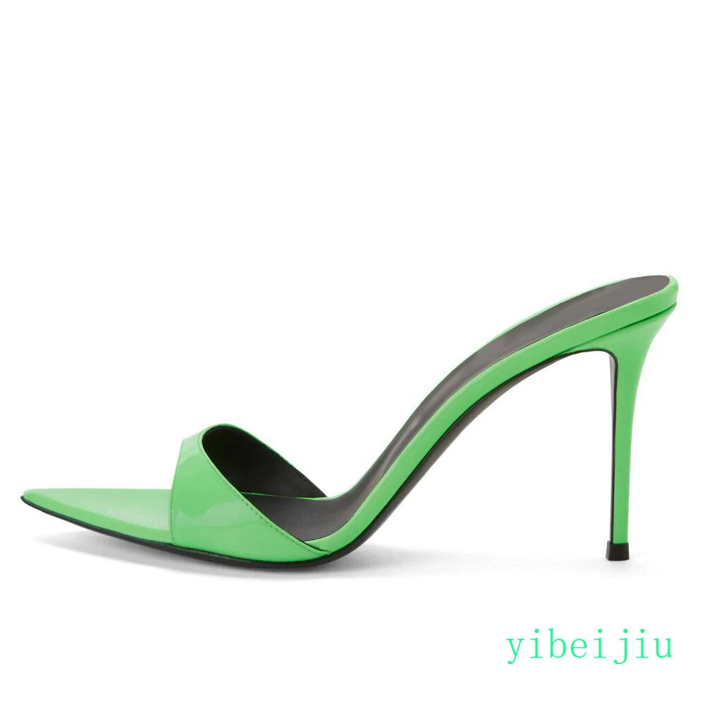 Womens Stiletto Dress Formal Banquet Evening Slippers Mules Slides Sandals Shoes