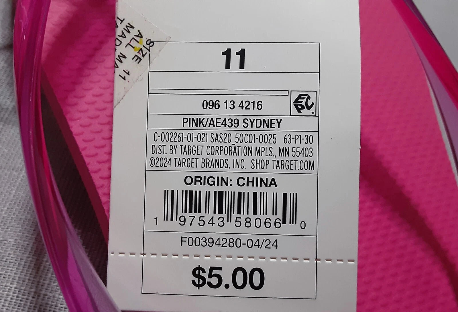 Target sz:11 Women's Girls' Fashion Beach Flip Flops Sandal Shoes Fuchsia Pink