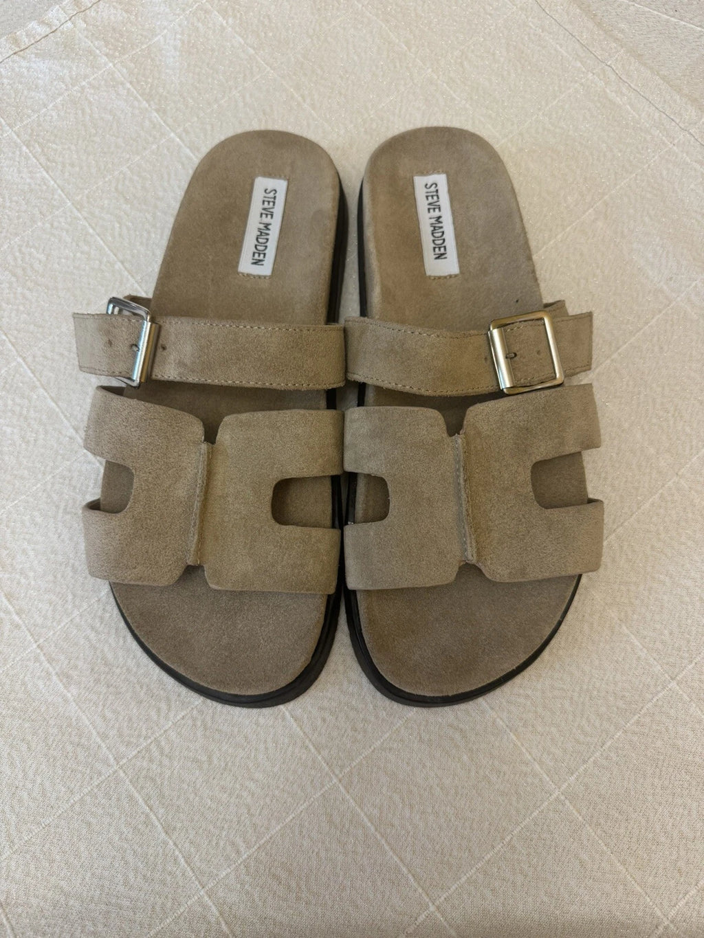 Steve Madden Mayven Suede Slide Sandals Taupe SIze 10