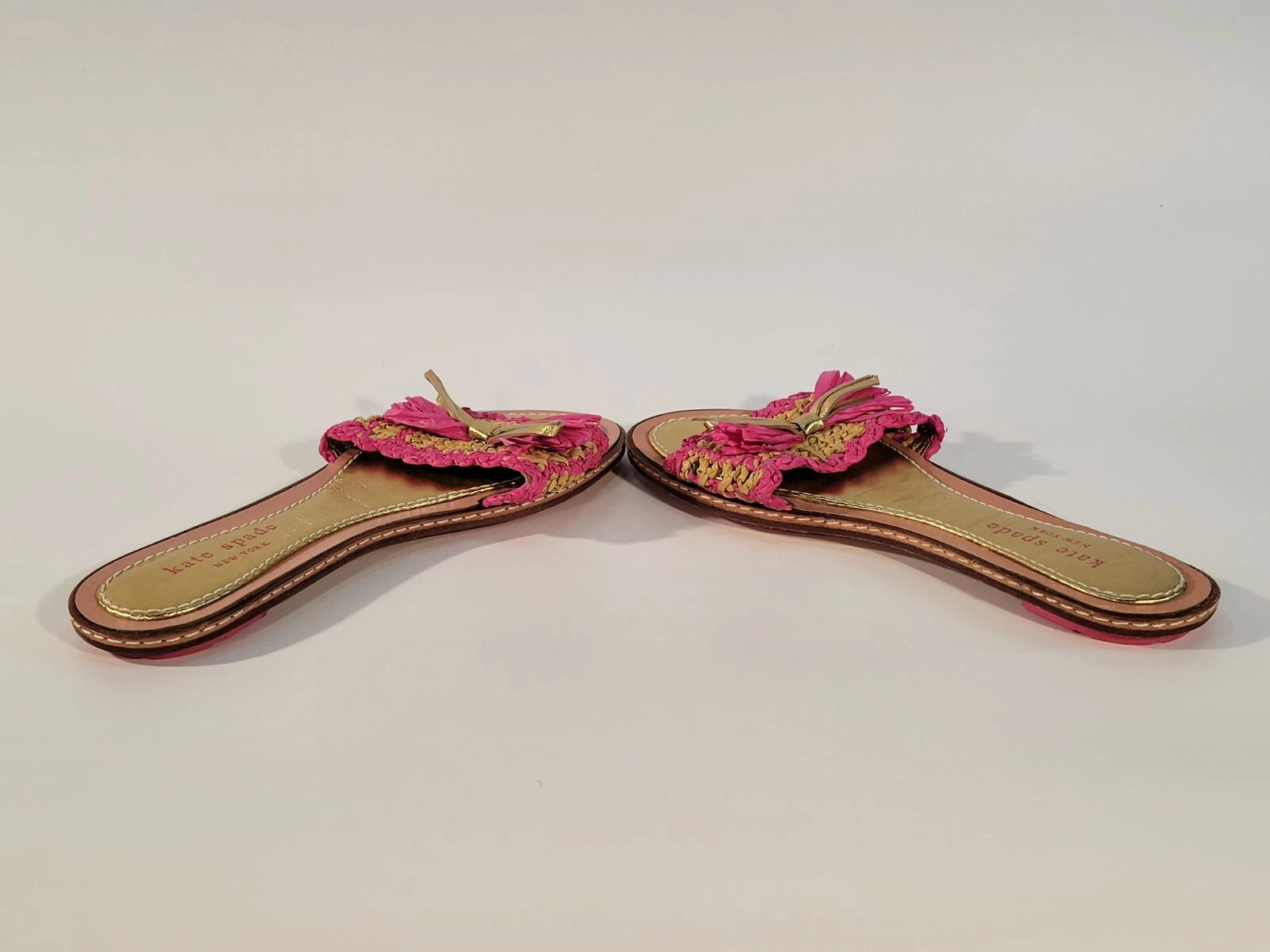Kate Spade New York Amelia Slide Sandals Size Womens 5 Youth Girl 3.5Y Pink Gold