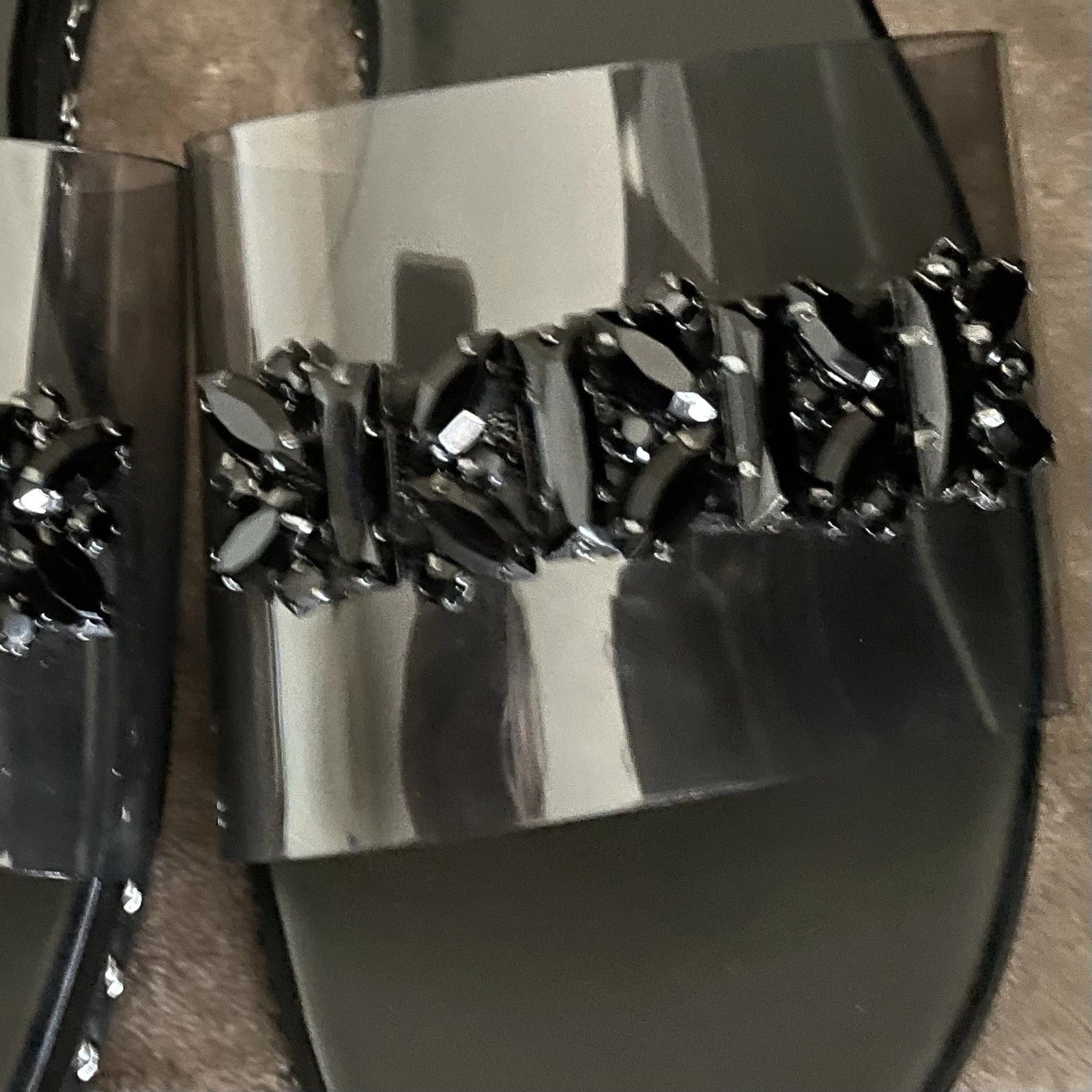Resort Wear Slip On Vacay Beach Karl Lagerfeld Paris Sandal 9.5 Black Clear Top